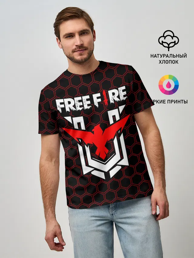 Мужская базовая футболка с принтом «ФРИ Фаер — FREE FIRE»