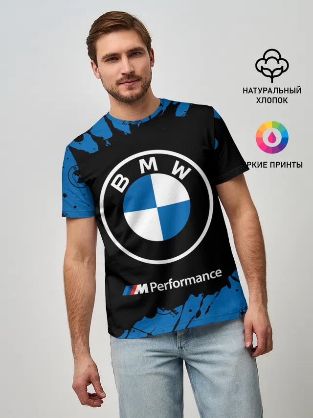 Мужская базовая футболка с принтом «BMW»