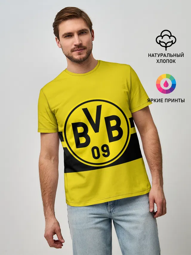 Мужская базовая футболка с принтом «Borussia Dortmund»