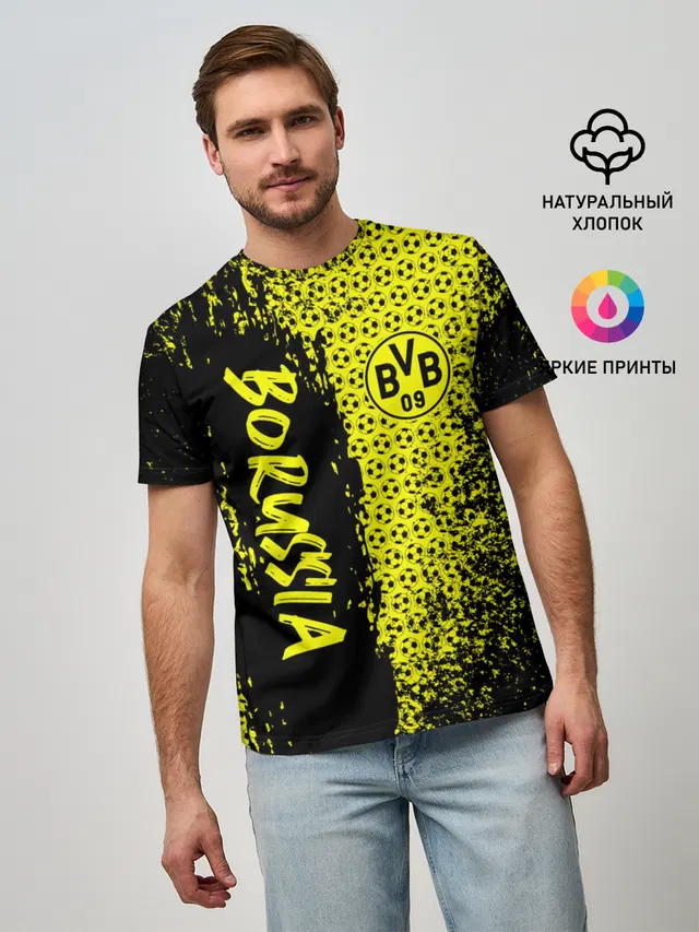 Мужская базовая футболка с принтом «Borussia Dortmund»