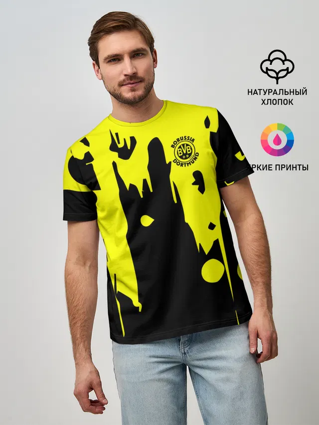 Мужская базовая футболка с принтом «Abstract background — FC Borussia»