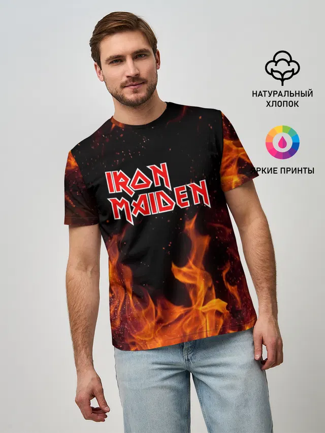 Мужская базовая футболка с принтом «Fire»