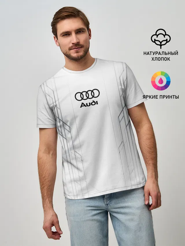 Мужская базовая футболка с принтом «Audi»