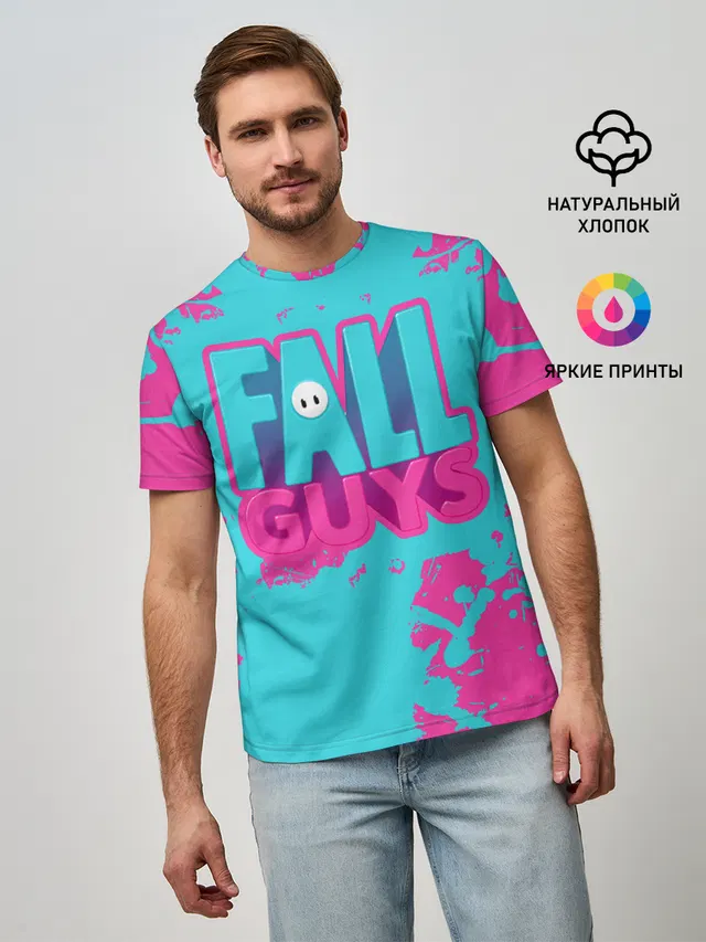 Мужская базовая футболка с принтом «Fall Guys: Ultimate Knockout»