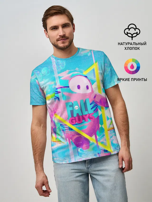 Мужская базовая футболка с принтом «Разные игры — Fall Guys»