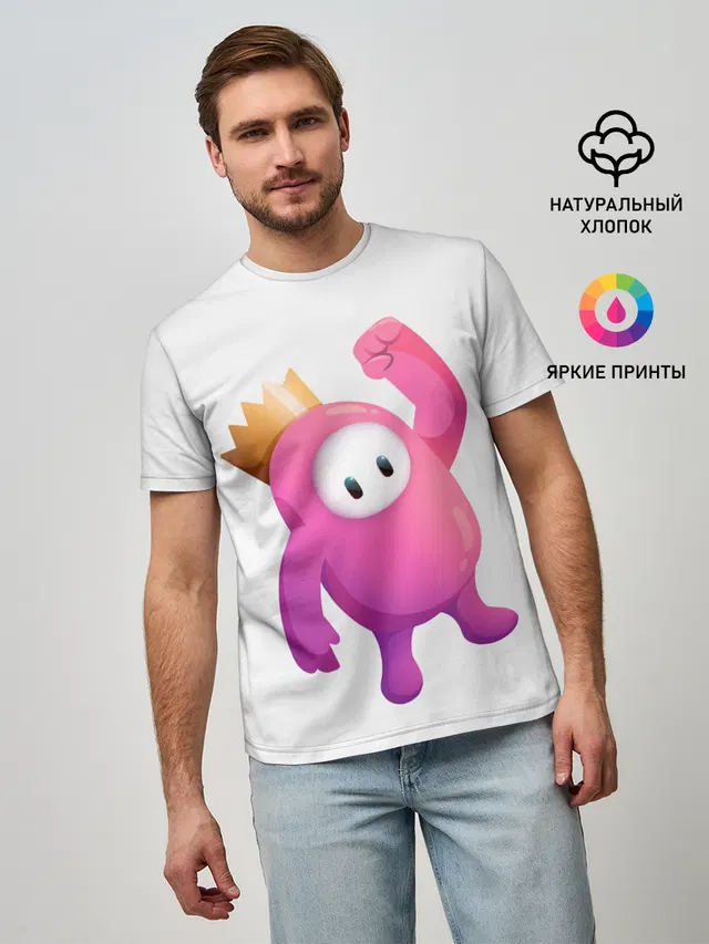 Мужская базовая футболка с принтом «Разные игры — Fall Guys»