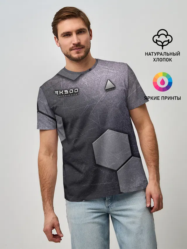 Мужская базовая футболка с принтом «Android RK900»