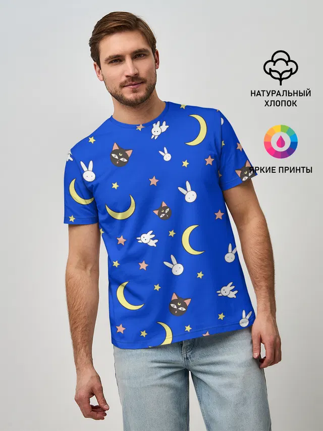Мужская базовая футболка с принтом «Luna»