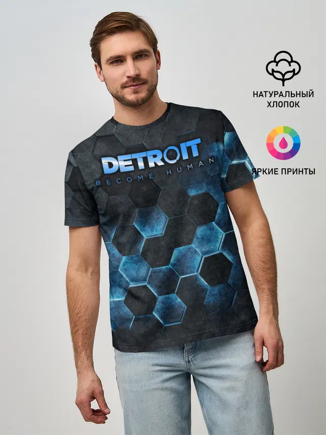 Мужская базовая футболка с принтом «hexagon»