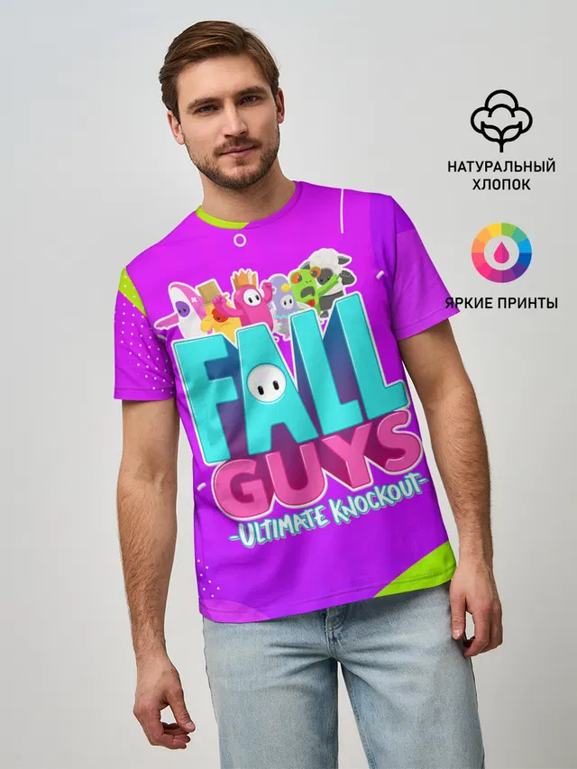 Мужская базовая футболка с принтом «Fall Guys characters»