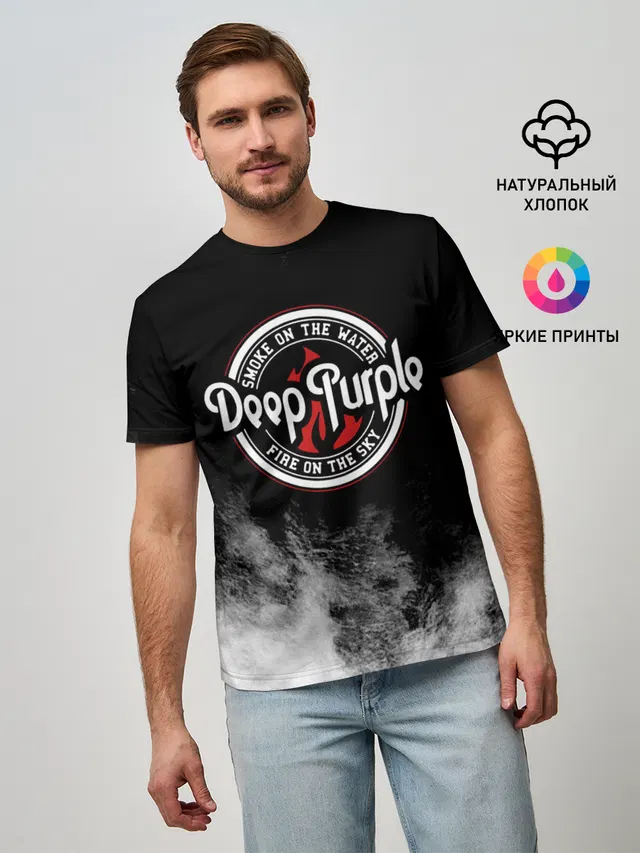 Мужская базовая футболка с принтом «Deep Purple»