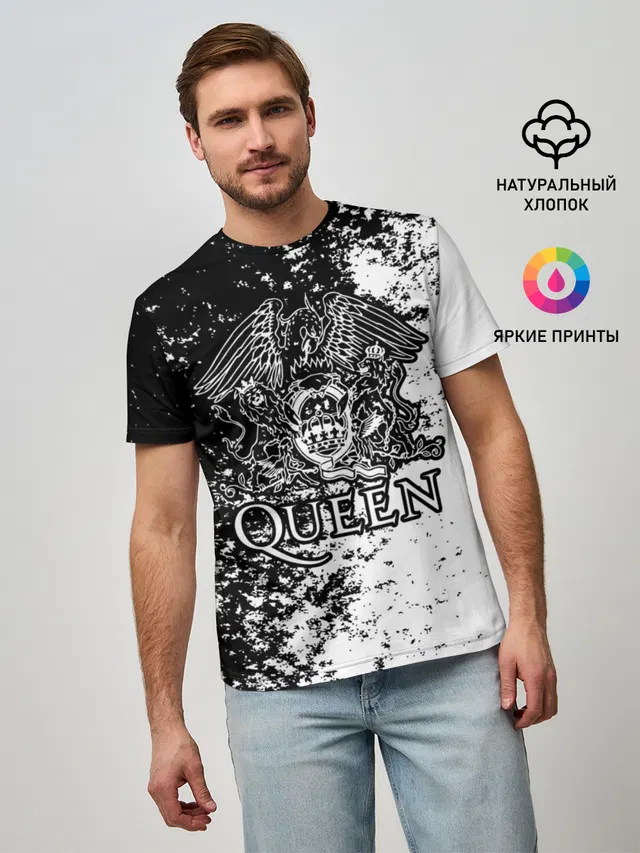 Мужская базовая футболка с принтом «Queen»