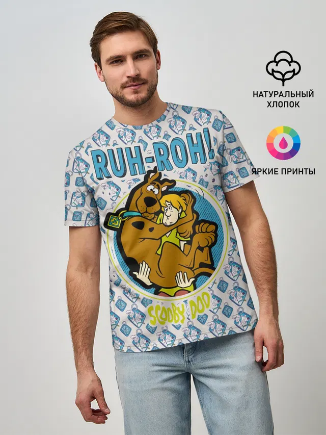 Мужская базовая футболка с принтом «Скуби-Ду — Ruh-Roh!»