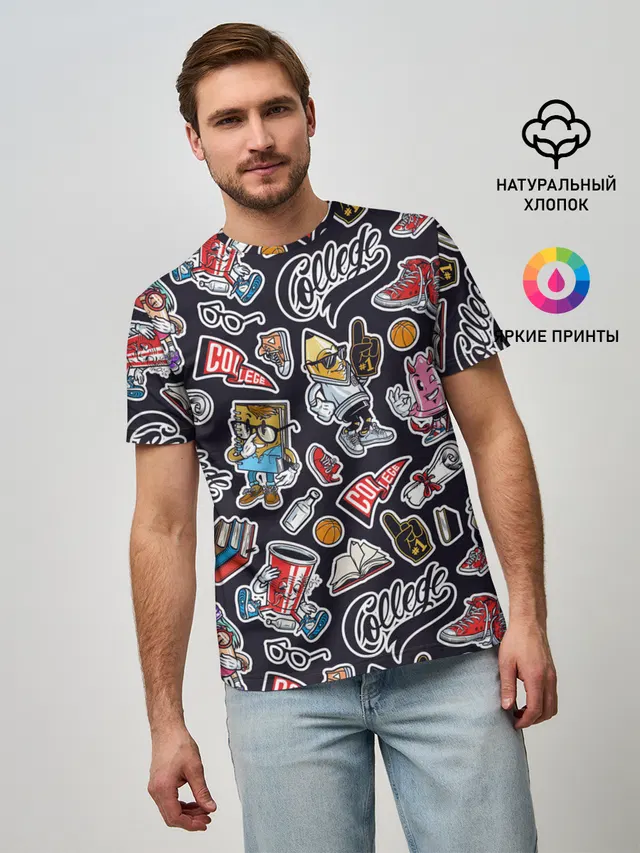 Мужская базовая футболка с принтом «Pop Art»