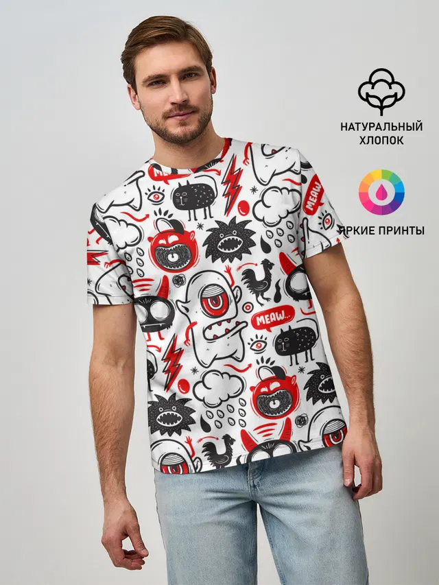 Мужская базовая футболка с принтом «Pop Art»