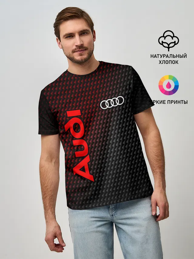 Мужская базовая футболка с принтом «Audi»