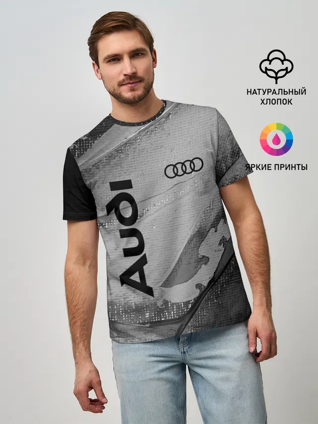 Мужская базовая футболка с принтом «Audi»