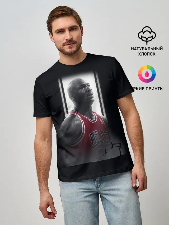 Мужская базовая футболка с принтом «НБА — MICHAEL JORDAN»