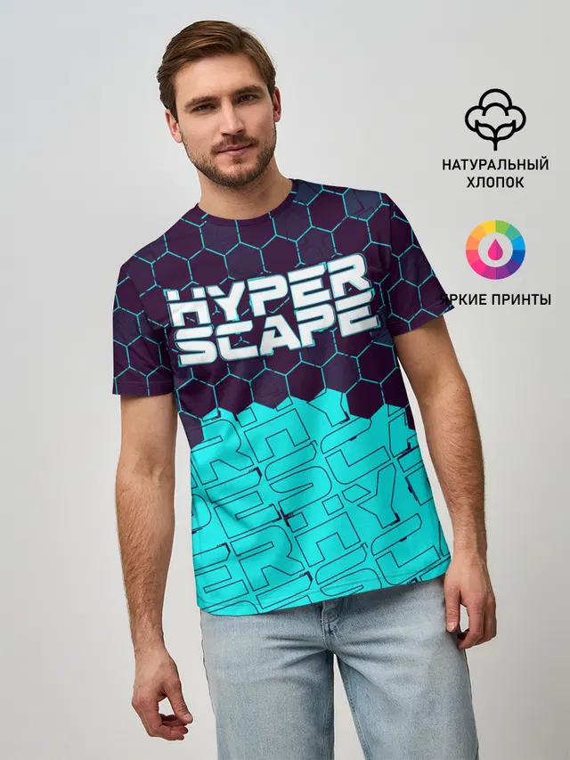 Мужская базовая футболка с принтом «Разные игры — HYPER SCAPE — ХАЙПЕР СКЕЙП»