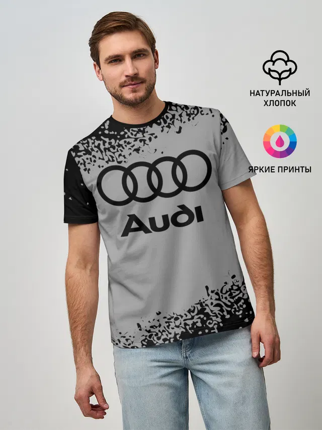 Мужская базовая футболка с принтом «Audi»