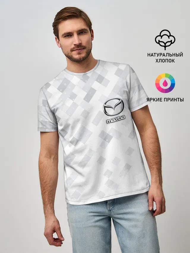 Мужская базовая футболка с принтом «Mazda»