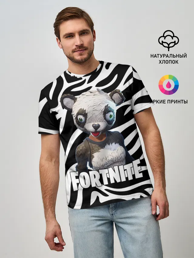 Мужская базовая футболка с принтом «Фортнайт — Panda»