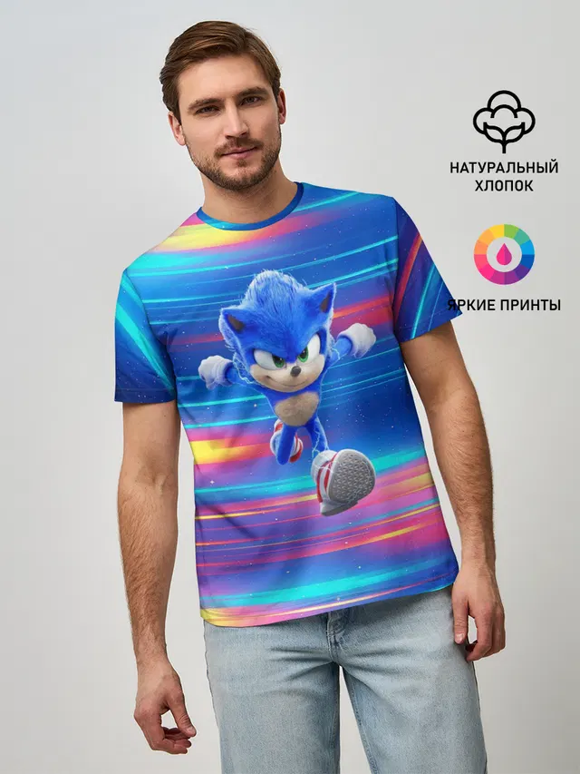 Мужская базовая футболка с принтом «Sonic Speed — Speed»