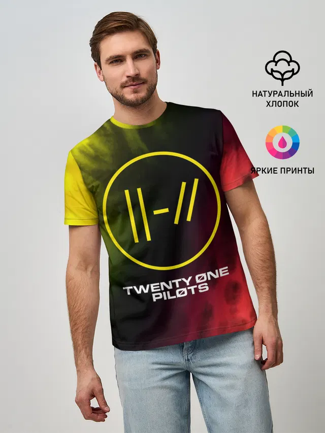 Мужская базовая футболка с принтом «Tie-dye — 21 PILOTS»