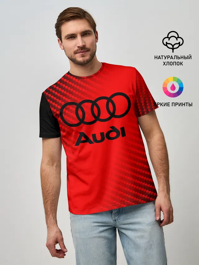 Мужская базовая футболка с принтом «Audi»