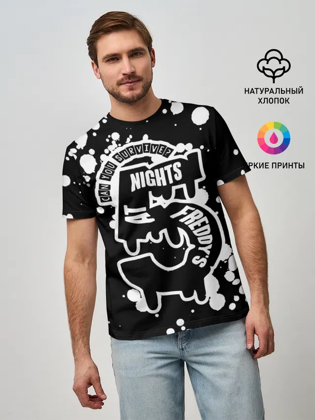 Мужская базовая футболка с принтом «Number 5 — Five Nights at Freddy»