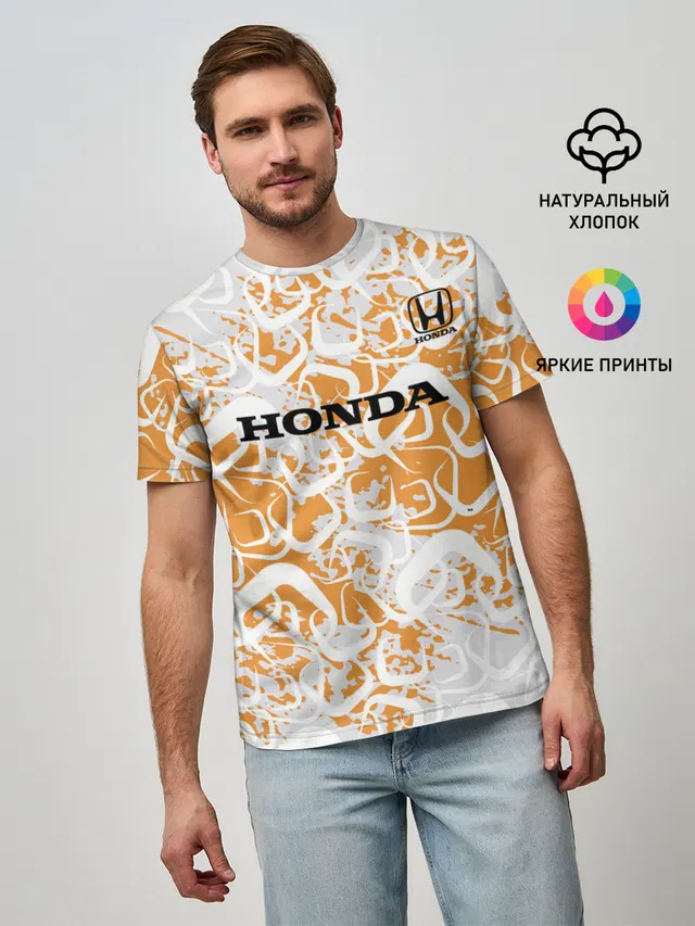 Мужская базовая футболка с принтом «Honda»
