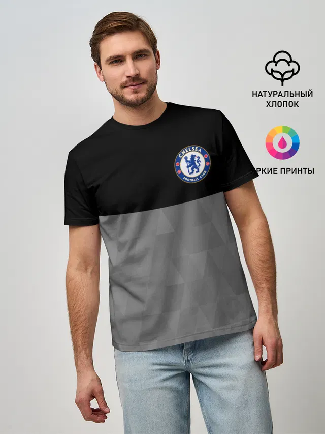 Мужская базовая футболка с принтом «Chelsea London»