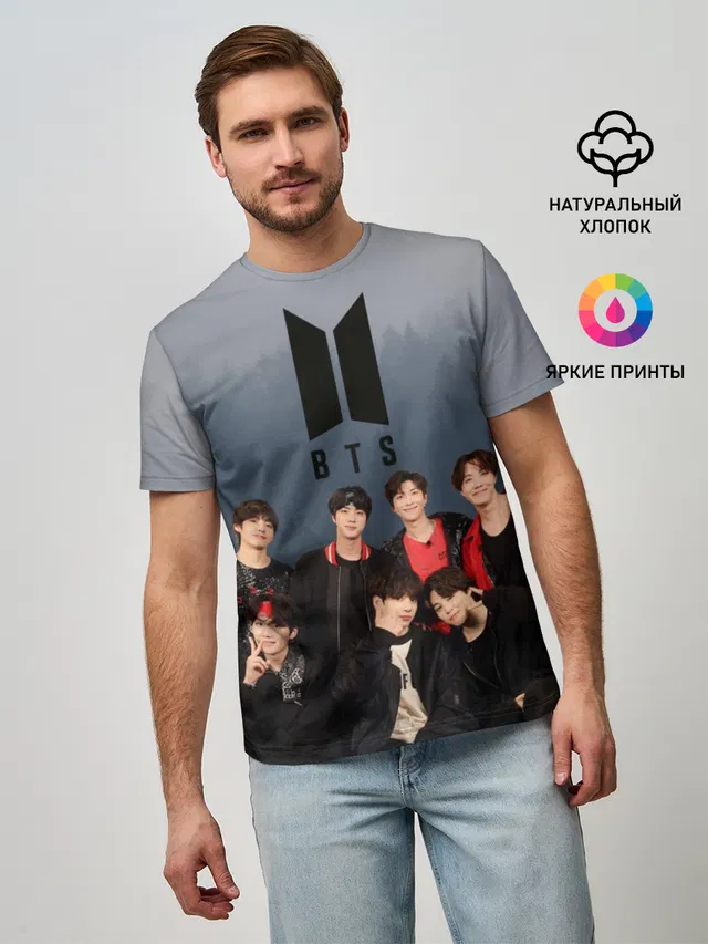 Мужская базовая футболка с принтом «BTS — BTS Forest»