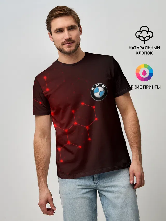 Мужская базовая футболка с принтом «BMW»