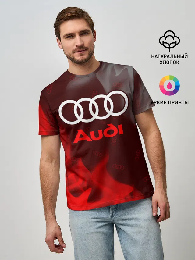 Мужская базовая футболка с принтом «Audi»