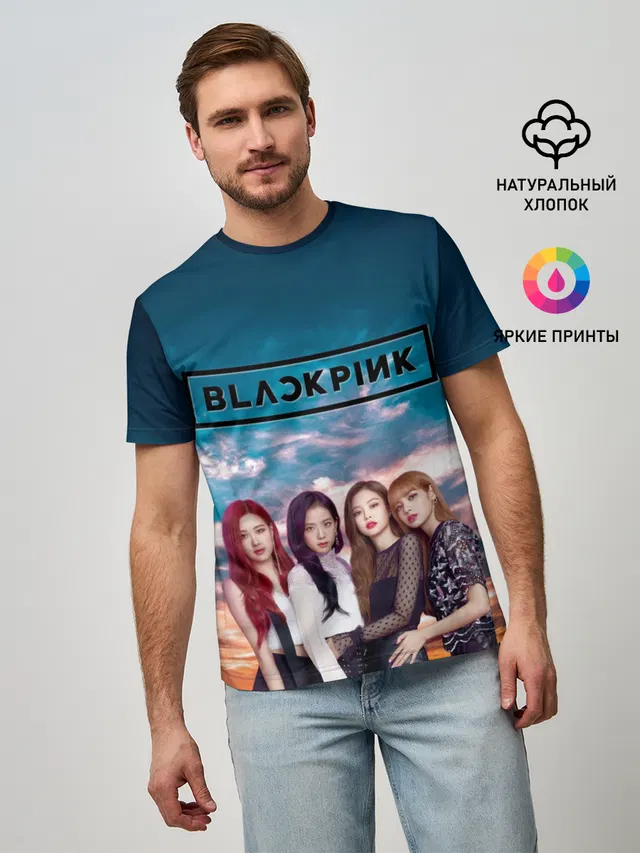 Мужская базовая футболка с принтом «BlackPink»