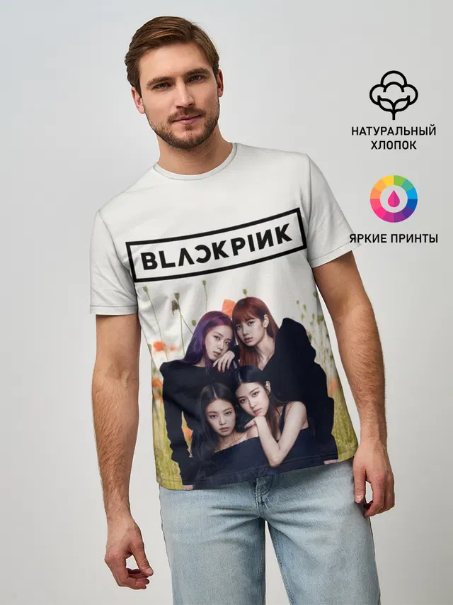 Мужская базовая футболка с принтом «BlackPink»