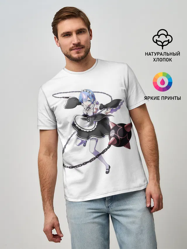 Мужская базовая футболка с принтом «Re:Zero. Жизнь с нуля в альтернативном мире — Re:Zero»