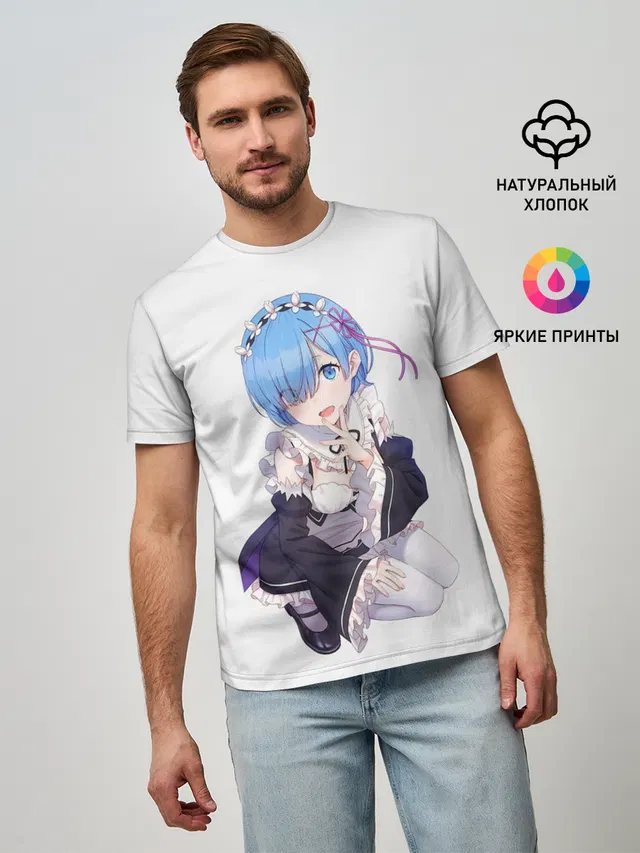 Мужская базовая футболка с принтом «Re:Zero. Жизнь с нуля в альтернативном мире — Re:Zero»