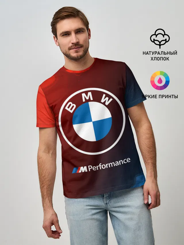 Мужская базовая футболка с принтом «BMW»
