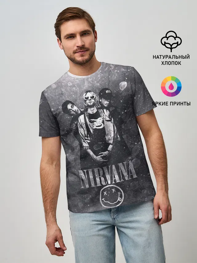 Мужская базовая футболка с принтом «Nirvana»