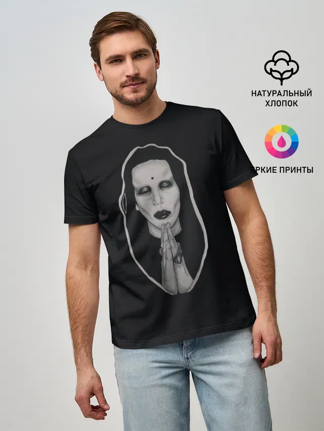 Мужская базовая футболка с принтом «Marilyn Manson»