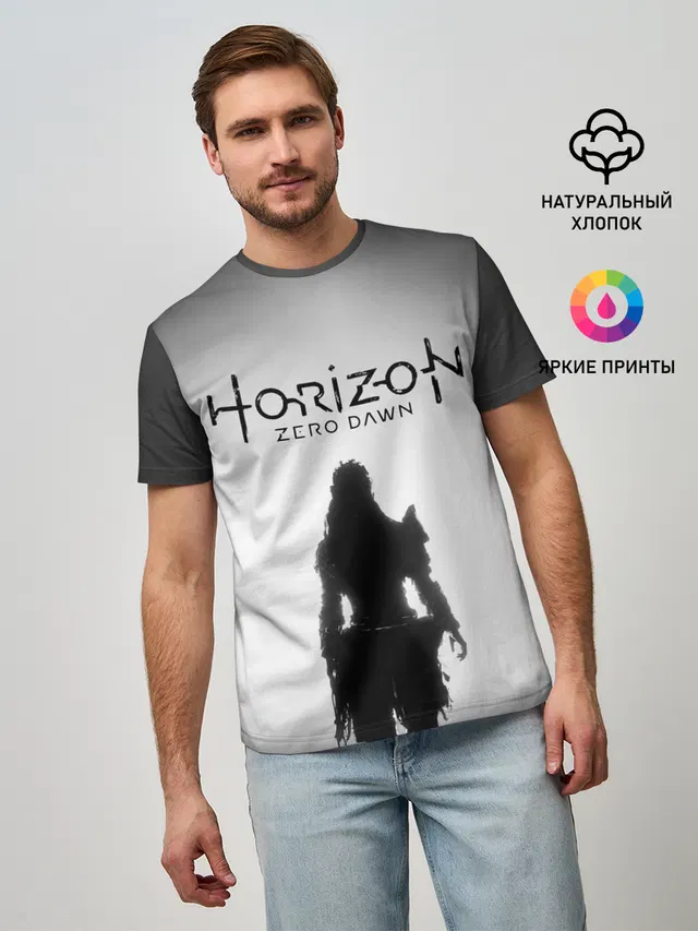 Мужская базовая футболка с принтом «Horizon Zero Dawn»