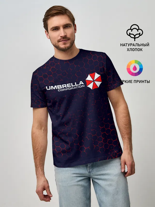 Мужская базовая футболка с принтом «Umbrella Corp Амбрелла»