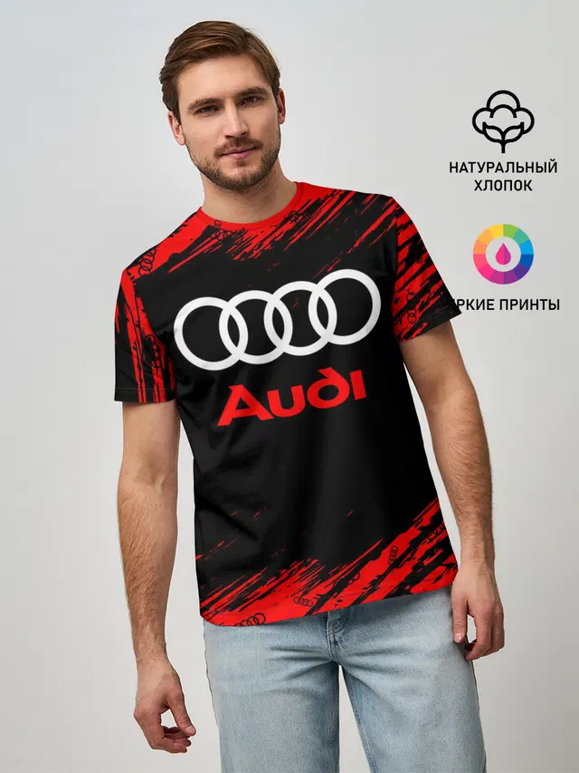 Мужская базовая футболка с принтом «Audi»