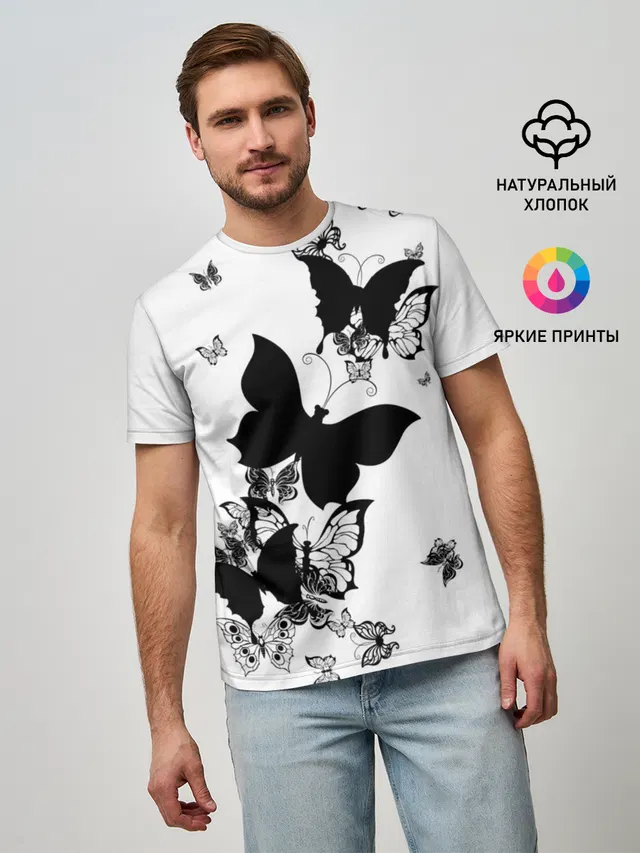 Черные бабочки на белом