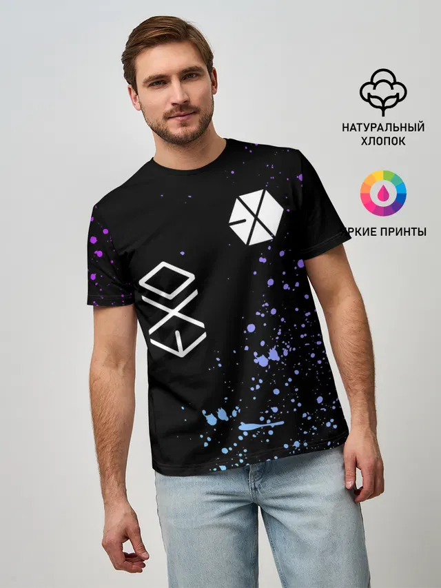 Мужская базовая футболка с принтом «Exo — EXO BAND.»