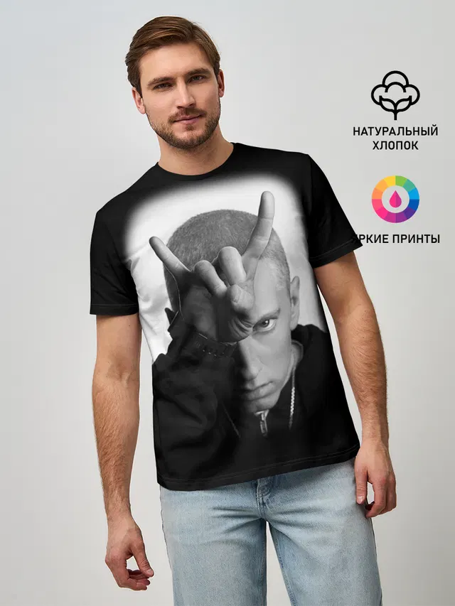 Мужская базовая футболка с принтом «Eminem»
