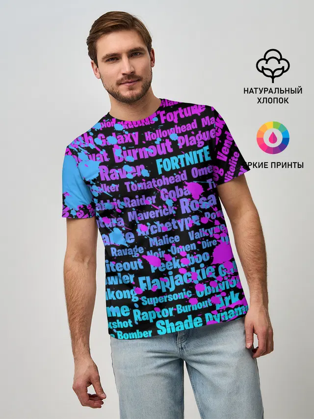 Мужская базовая футболка с принтом «Фортнайт — Fortnite Names»