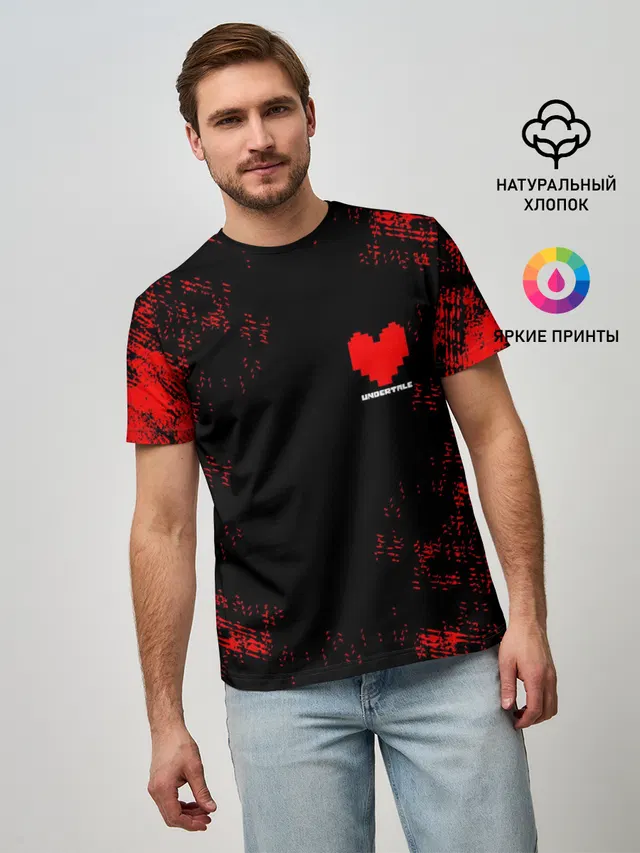 Мужская базовая футболка с принтом «Heart»